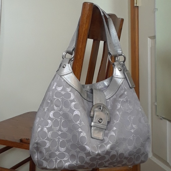 Coach Handbags - Authentic Coach Soho Silver Metallic Signature bag